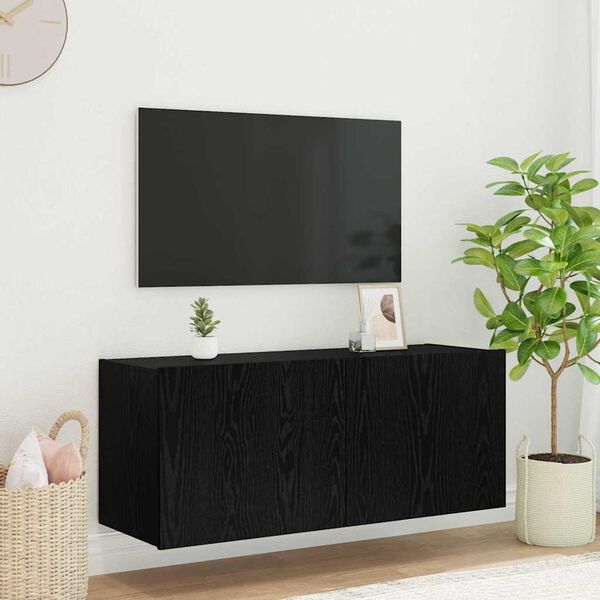 vidaXL Arm&aacute;rio de TV de Parede Carvalho Preto 100 x 35 x 41 cm