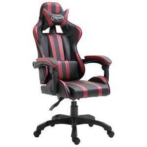 vidaXL Cadeira de gaming couro artificial vermelho tinto
