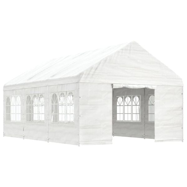 vidaXL Gazebo com telhado 6,69x4,08x3,22 m polietileno branco