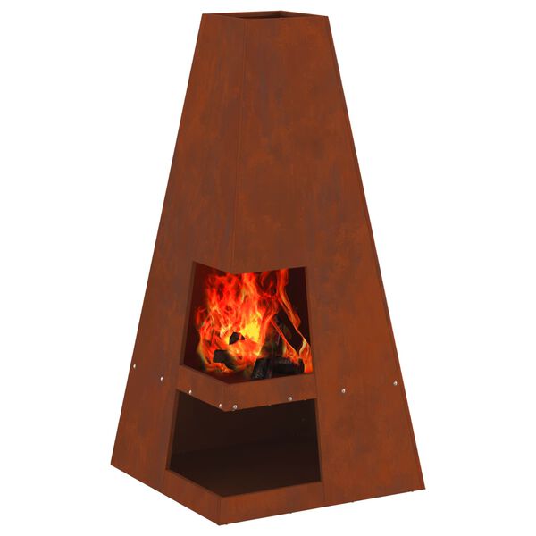 vidaXL Fire Pit Castanho 50 x 50 x 100 cm A&ccedil;o