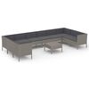 vidaXL 11 pcs conjunto lounge de jardim c/ almofad&otilde;es vime PE cinzento