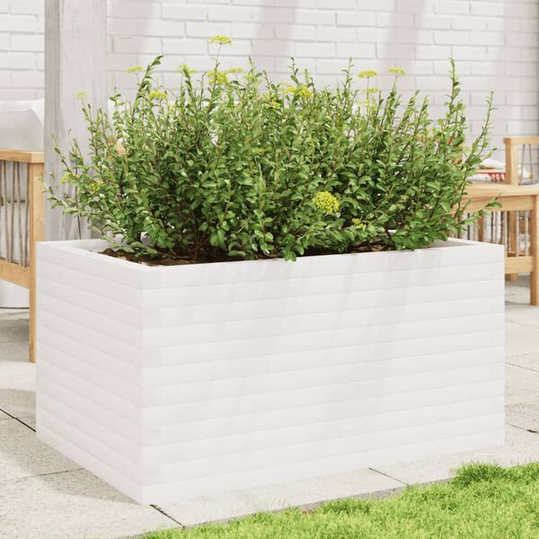 vidaXL Vaso/floreira de jardim 90x60x45,5 cm pinho maci&ccedil;o branco