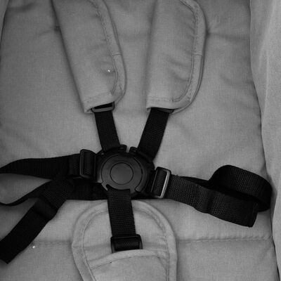 vidaXL Carrinho de bebé para gémeos aço cinzento-claro e preto
