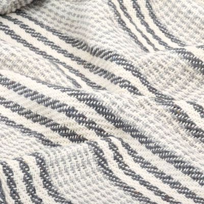 vidaXL Manta em algodão às riscas 220x250 cm cinzento e branco