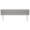 vidaXL Cabeceira de cama c/ abas tecido 203x23x78/88 cm cinzento-claro