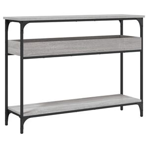 vidaXL Mesa consola c/ prateleira derivados de madeira cinzento sonoma
