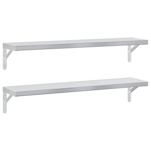 vidaXL Prateleiras de parede 2pcs 100x23,5 cm a&ccedil;o inoxid&aacute;vel prateado