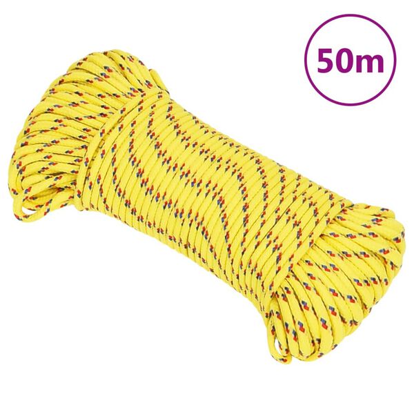vidaXL Corda de barco 4 mm 50 m polipropileno amarelo