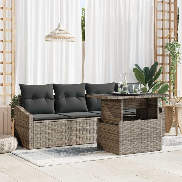 vidaXL Conjunto de Sofá de Jardim 5 pcs Cinzeto Rattan Sintético