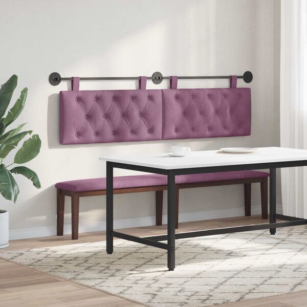 vidaXL Cabeceira Suspensa Roxo 170 x 55 x 7 cm Veludo