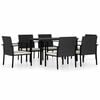 vidaXL 7 pcs conjunto de jantar para jardim vime PE preto