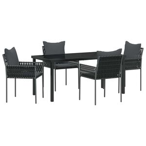 vidaXL Conjunto de Jantar para Jardim 5 pcs Preto e Cinza Rattan de PE