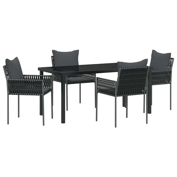 vidaXL Conjunto de Jantar para Jardim 5 pcs Preto e Cinza Rattan de PE