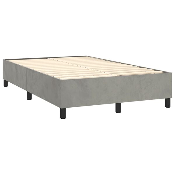 vidaXL Cama boxspring com colch&atilde;o 120x190 cm veludo cinzento-claro