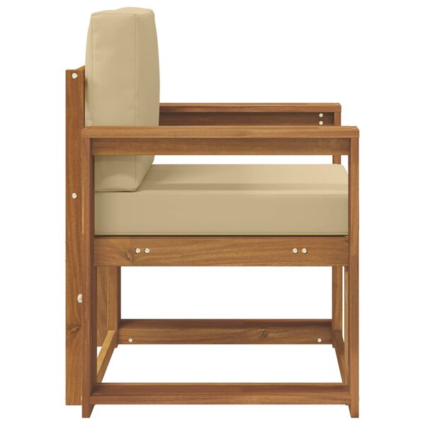 vidaXL Sof&aacute; exterior Madeira de Ac&aacute;cia maci&ccedil;a e Poli&eacute;ster Natural