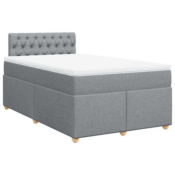 vidaXL Cama boxspring com colchão 120x190 cm tecido cinzento-claro