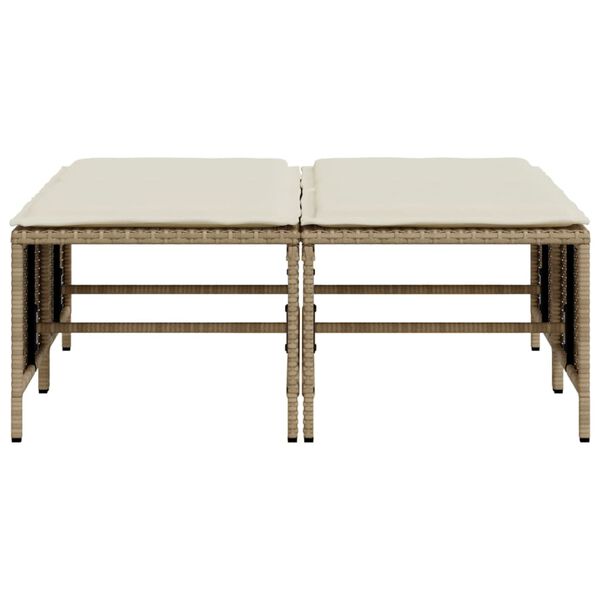 vidaXL Bancos de jardim com almofadões 4 pcs vime PE bege