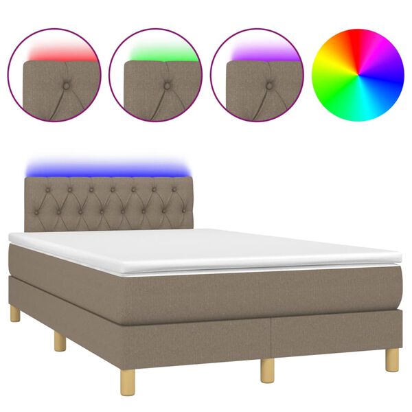 vidaXL Cama box spring colch&atilde;o/LED 120x190cm tecido cinza-acastanhado