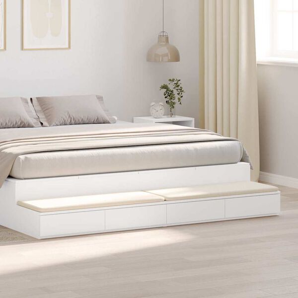 vidaXL Gavetas de cama Branco 180 x 36,5 x 16,5 cm Madeira processada
