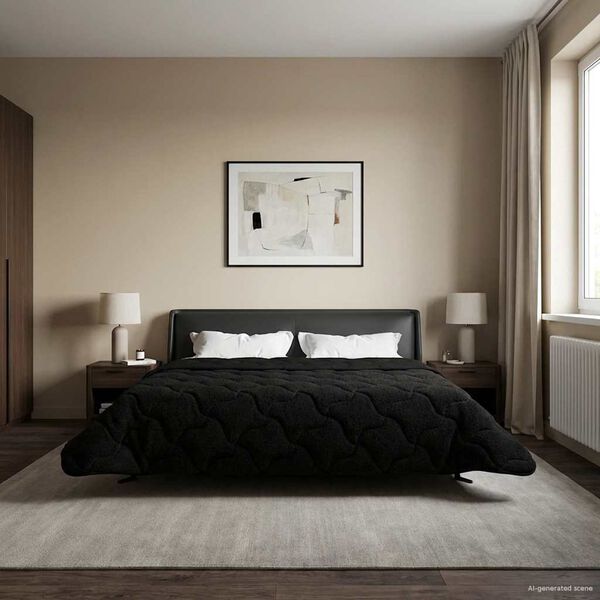 vidaXL Duvet de Ano Inteiro Colchonete Preto 240 x 260 cm