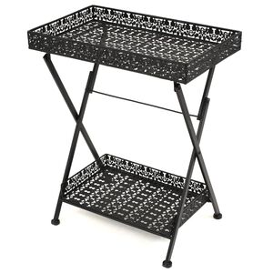 vidaXL Mesa de ch&aacute; dobr&aacute;vel estilo vintage metal 58x35x72 cm preto