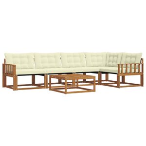 vidaXL Conjunto de Sof&aacute;s para Exterior 6 pcs Natural e Creme