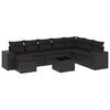vidaXL 9 pcs conjunto de sof&aacute;s p/ jardim c/ almofad&otilde;es vime PE preto