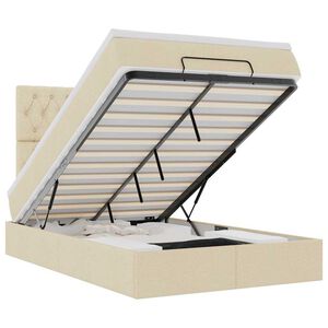 vidaXL Estrutura de cama otomana com colch&atilde;o tecido creme 120x200cm