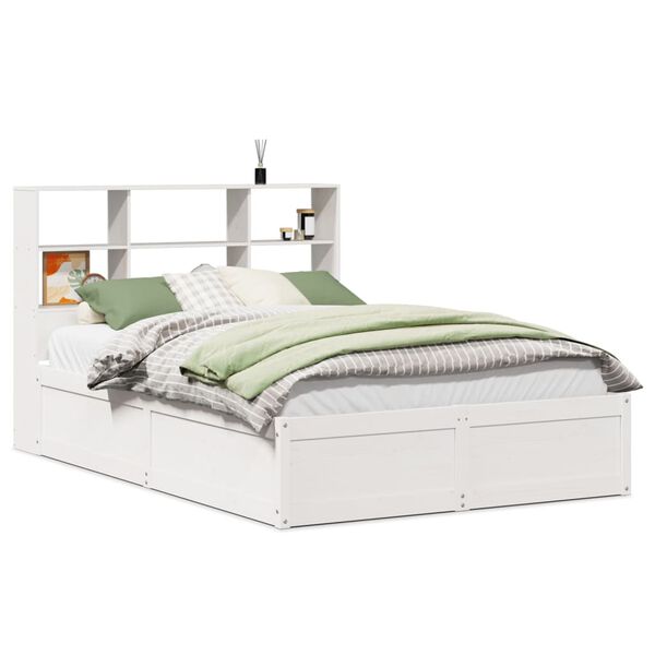 vidaXL Cama sem colch&atilde;o 120x200 cm madeira de pinho maci&ccedil;a branco
