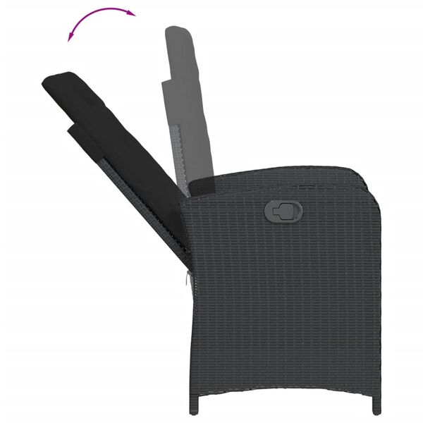 vidaXL 5 pcs conjunto de jantar p/ jardim c/ almofad&otilde;es vime PE preto