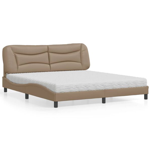 vidaXL Cama com colch&atilde;o Hvar 180x200 cm couro artificial cappuccino