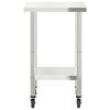 vidaXL Mesa de trabalho de cozinha c/ rodas 55x55x85 cm a&ccedil;o inoxid&aacute;vel