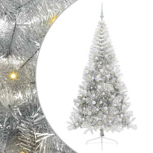 vidaXL &Aacute;rvore de Natal Artificial Pr&eacute;-iluminada Prateado 240 cm PET