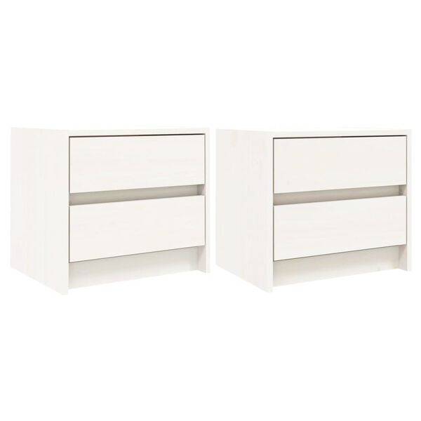 vidaXL Mesas de cabeceira 2 pcs 40x31x35,5 cm pinho maci&ccedil;o branco