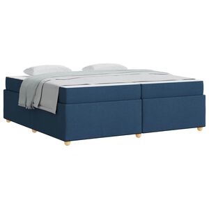 vidaXL Estrutura da Cama com colch&atilde;o Azul 200 x 200 cm tecido