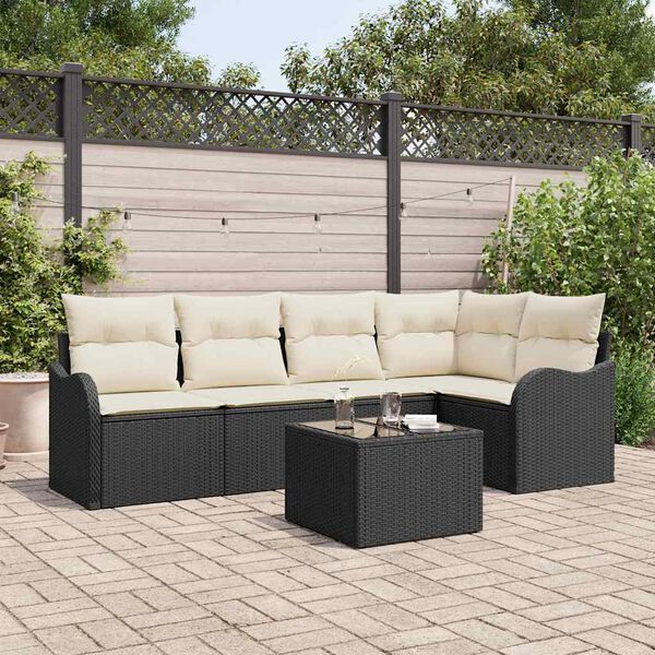 vidaXL Conjunto de Sofá de Jardim 6 pcs Preto Rattan Sintético