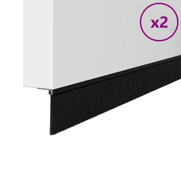 vidaXL Selos de Escovas para Porta com Parafuso 2 pcs Preto 100 cm