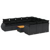 vidaXL 11 pcs conjunto sof&aacute;s de jardim c/ almofad&otilde;es vime PE preto