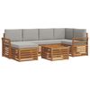 vidaXL Conjunto de Sof&aacute;s para Exterior 7 unid. Cinza Natural e Claro