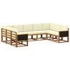 vidaXL Conjunto de Sof&aacute;s para Exterior 9 unid. Natural e Creme