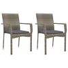 vidaXL Cadeiras de jardim c/ almofad&otilde;es 2 pcs vime PE cinzento