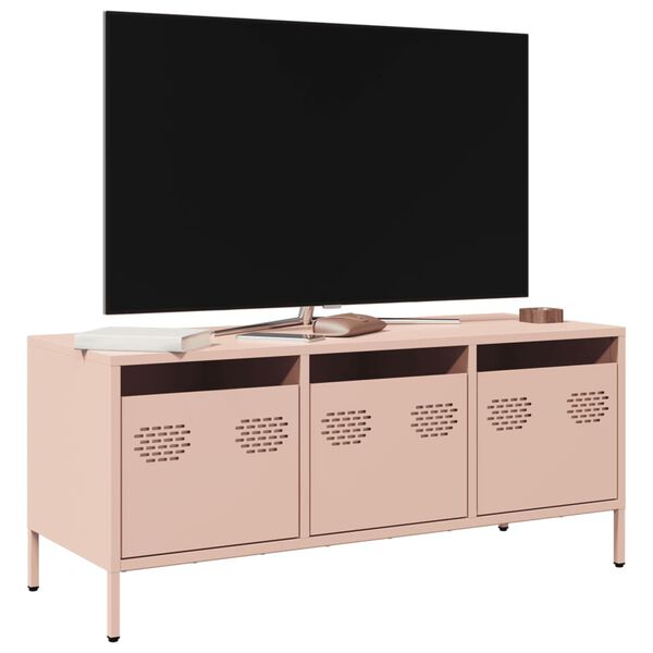 vidaXL M&oacute;vel de TV 101,5x39x43,5 cm a&ccedil;o laminado a frio rosa
