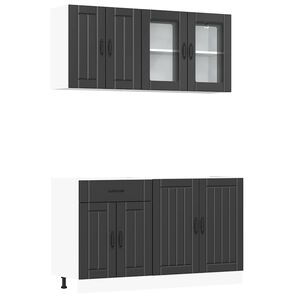 vidaXL 4 pe&ccedil;as arm&aacute;rio de cozinha conjunto Lucca preto