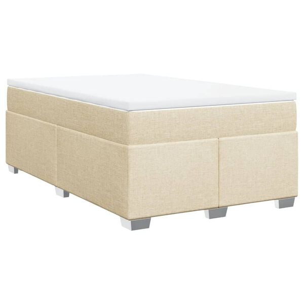 vidaXL Cama boxspring com colch&atilde;o 120x190 cm tecido cor creme