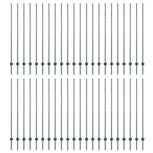 vidaXL Poste de Cerca Embutido 44 unid. Verde 200 cm