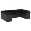 vidaXL 9 pcs conjunto de sof&aacute;s p/ jardim c/ almofad&otilde;es vime PE preto