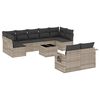 vidaXL 10 pcs conj. sof&aacute;s jardim com almofad&otilde;es vime PE cinzento-claro