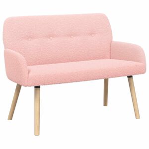 vidaXL Sof&aacute; de 2 lugares com p&eacute;s de madeira maci&ccedil;a Rosa Boucl&eacute;