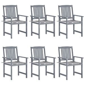 vidaXL Cadeiras de jardim c/ almofad&otilde;es 6 pcs ac&aacute;cia maci&ccedil;a cinzento