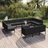 vidaXL 14 pcs conjunto lounge de jardim c/ almofad&otilde;es vime PE preto